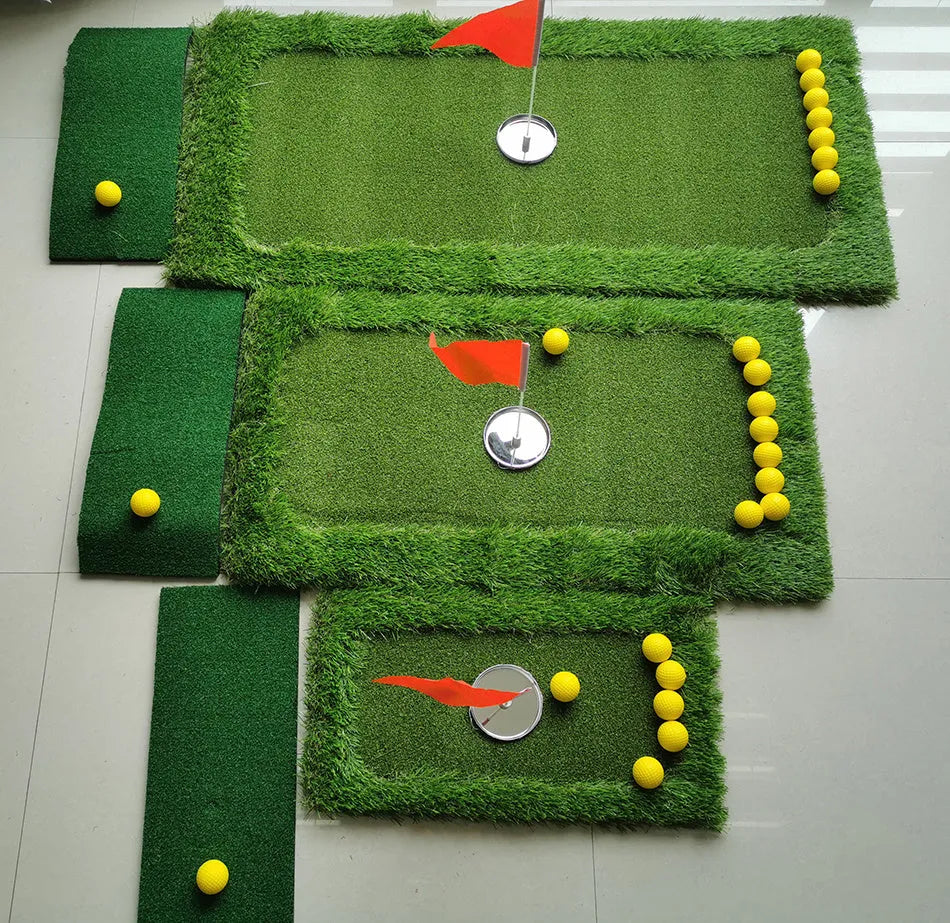 Green golf training mat with PP grass surface and high elastic EVA base available in custom sizes