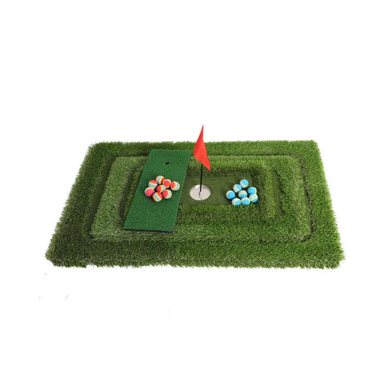 Green golf training mat with PP grass surface and high elastic EVA base available in custom sizes