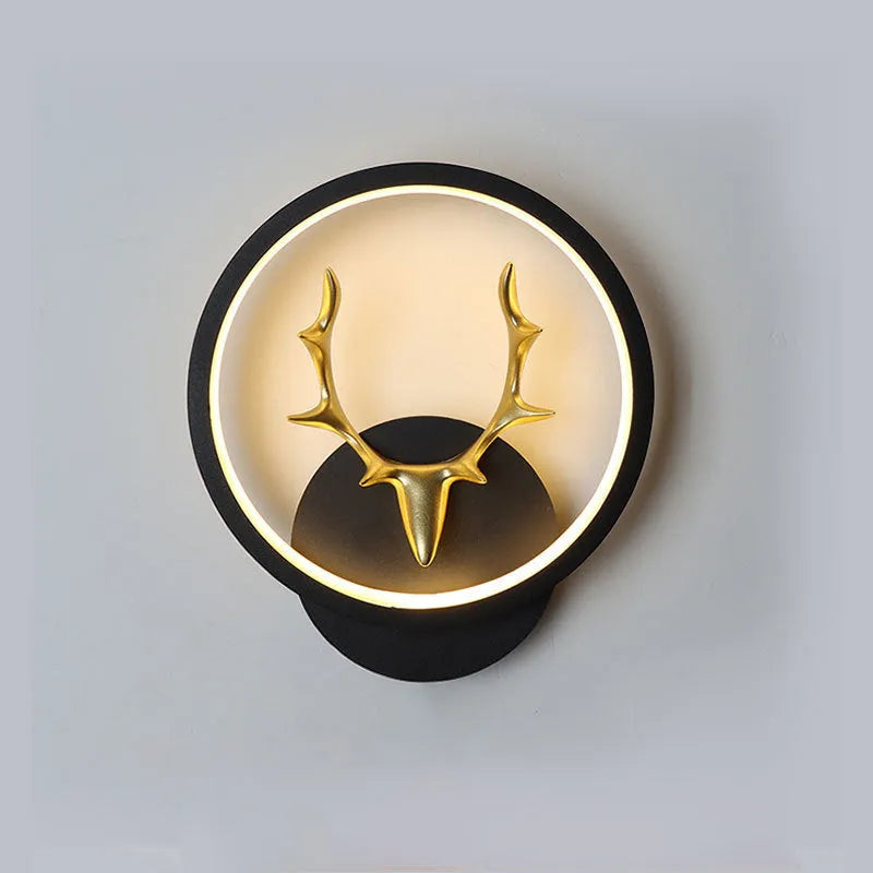 Art Deer Antler Wall Lamp with remote control and Nordic deer head design