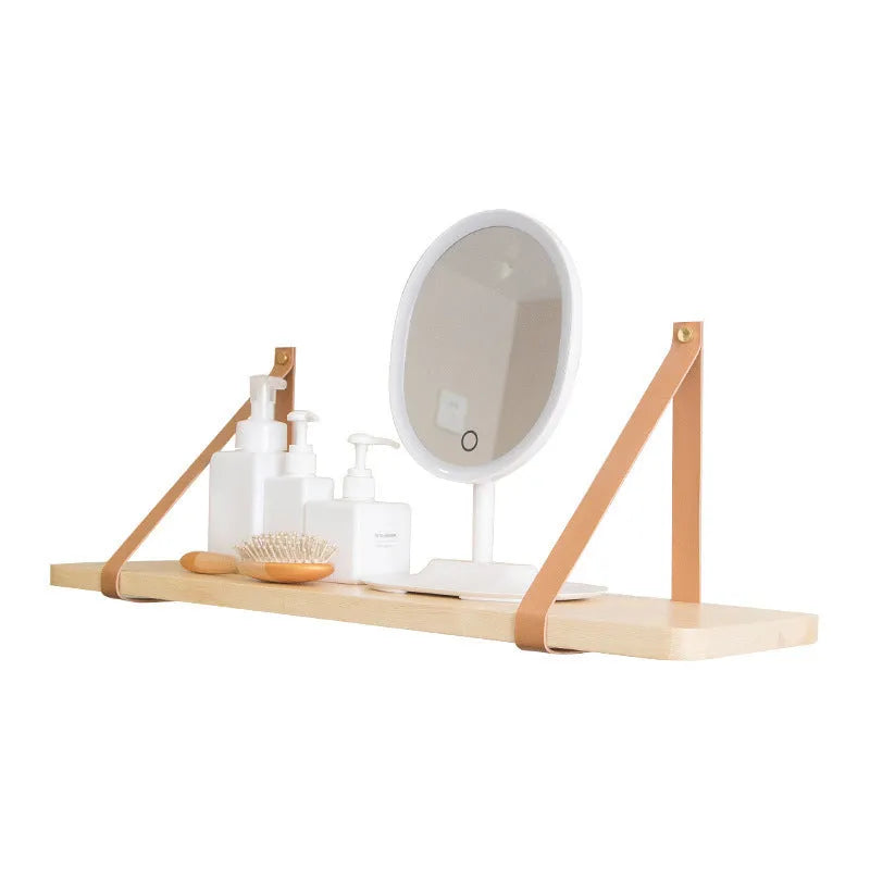 Nordic style pine wood wall storage rack shelf measuring 50cm wide
