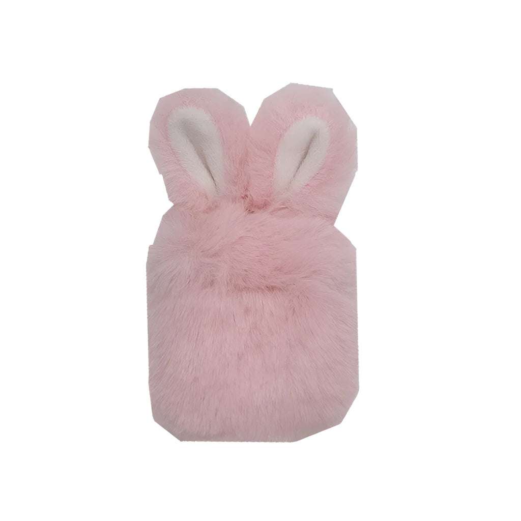 Pink and grey AirPods protective covers with rabbit ears design for Apple wireless headphones