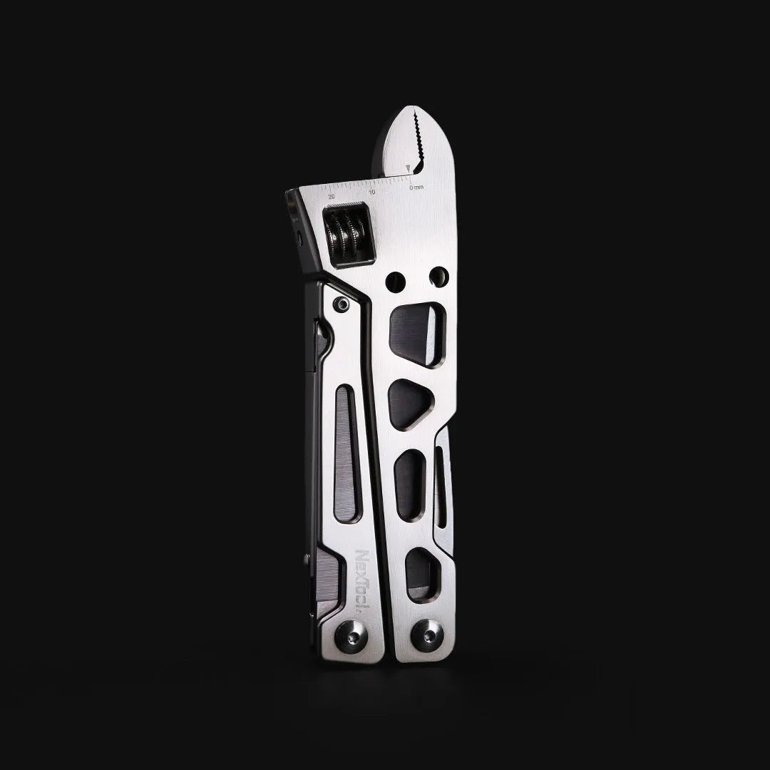 White stainless steel multi-function wrench knife and needle nose pliers tool with 8cm blade
