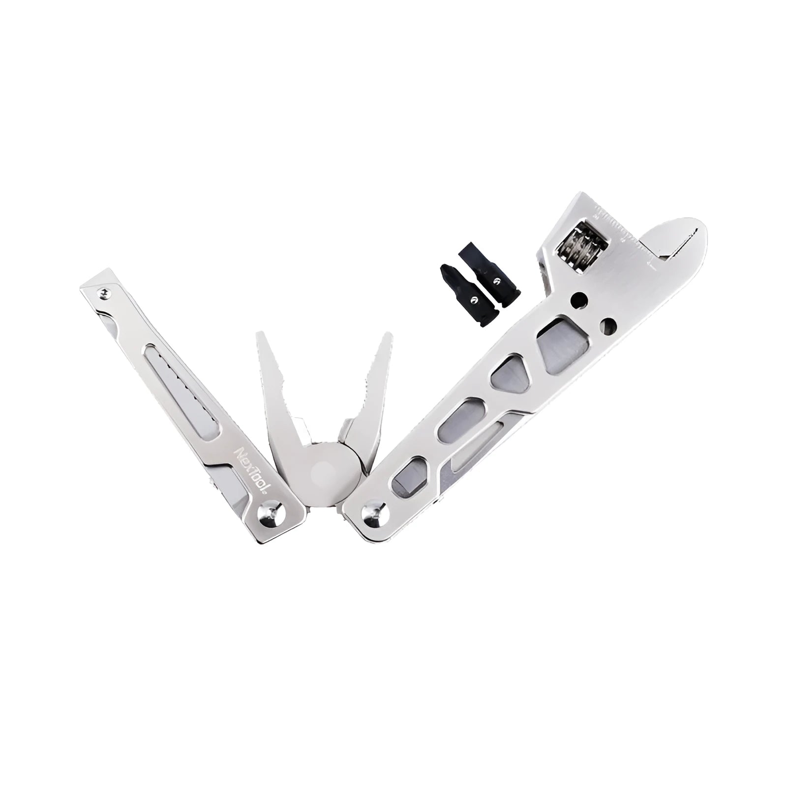 White stainless steel multi-function wrench knife and needle nose pliers tool with 8cm blade