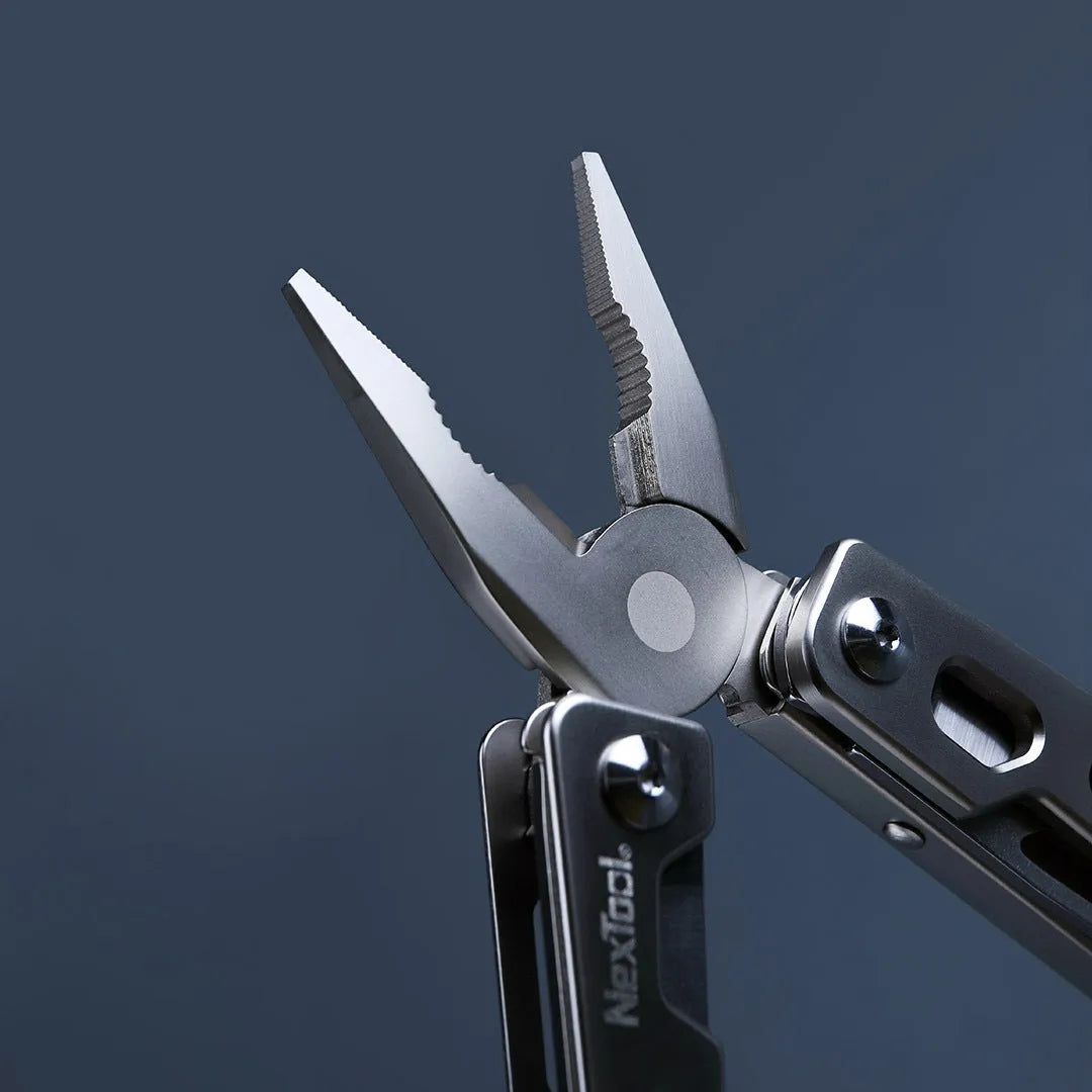 White stainless steel multi-function wrench knife and needle nose pliers tool with 8cm blade