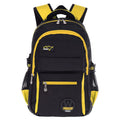Nylon waterproof school backpack for students in green, with side mesh pocket and multiple compartments.