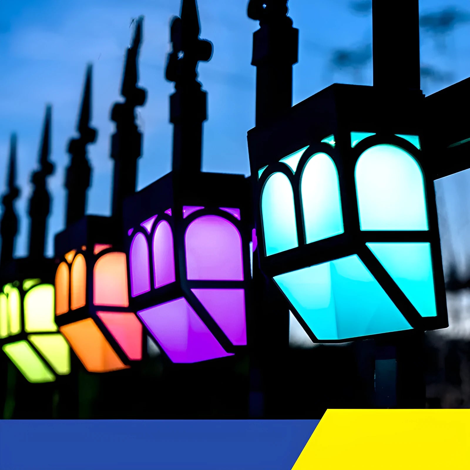 Square white solar-powered wall lamp with LED light, mounted on an outdoor brick wall.