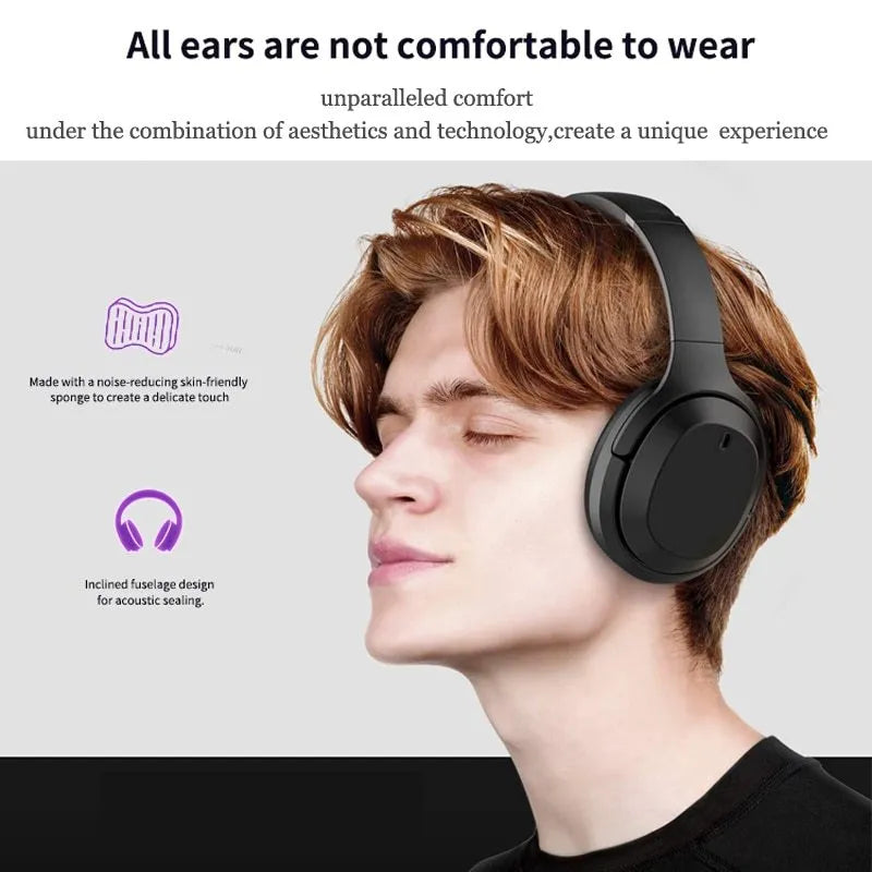 Black Gorsun E98 over-ear Bluetooth headphones with memory-protein ear cushions and stainless steel sliders