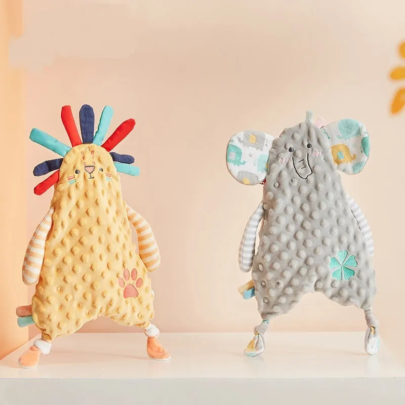 Baby comfort towel doll with bunny ears, 40cm short plush, PP cotton filling, in rabbit colour option