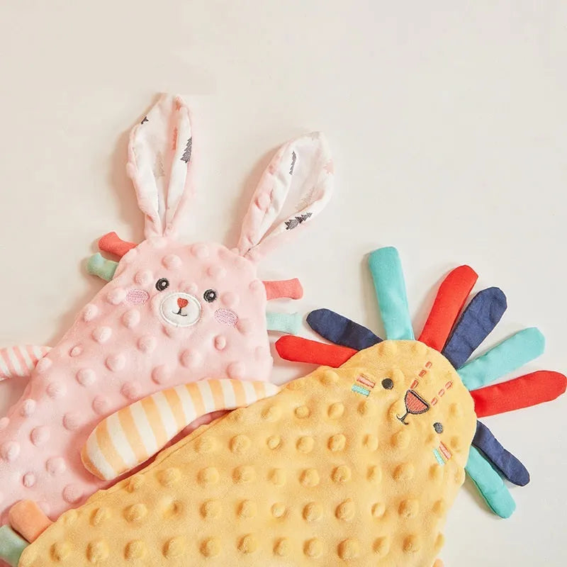 Baby comfort towel doll with bunny ears, 40cm short plush, PP cotton filling, in rabbit colour option