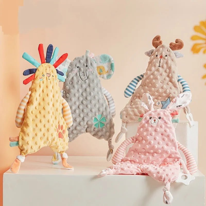 Baby comfort towel doll with bunny ears, 40cm short plush, PP cotton filling, in rabbit colour option