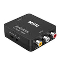 Black and white AV to HDMI converter with 0.5m cable for 1080p video conversion