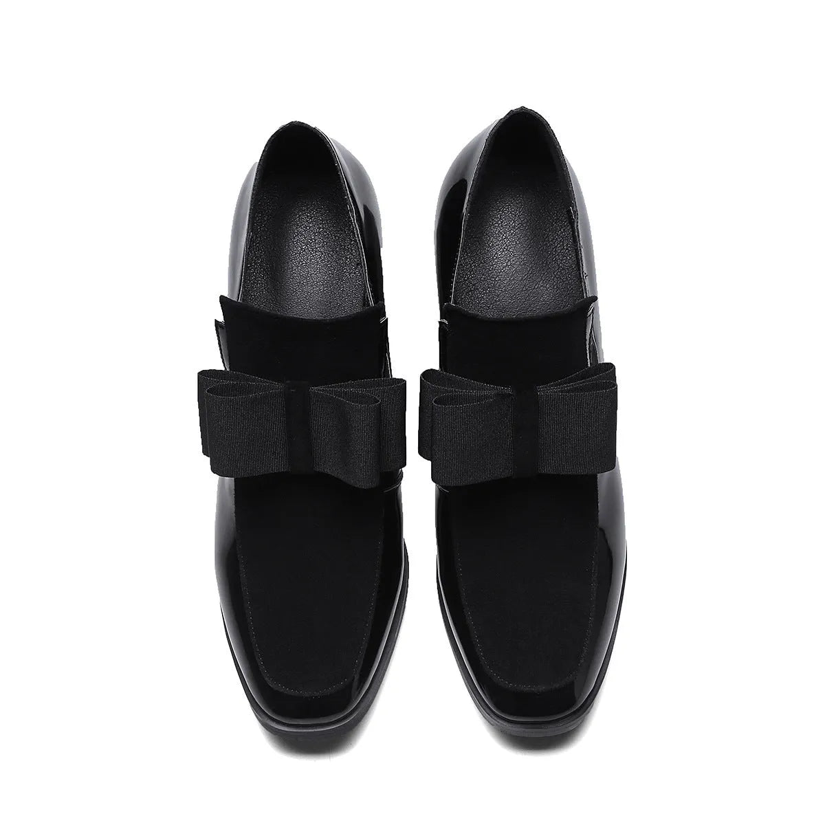 Women's patent leather high heels with thick heel above 8cm and square toe in black and wine red