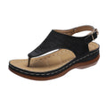 Women's wedge heel flip flop sandals with adjustable buckle strap in solid colours