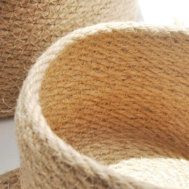 Japanese linen fabric storage basket with dustproof cover in three sizes for bedroom organisation