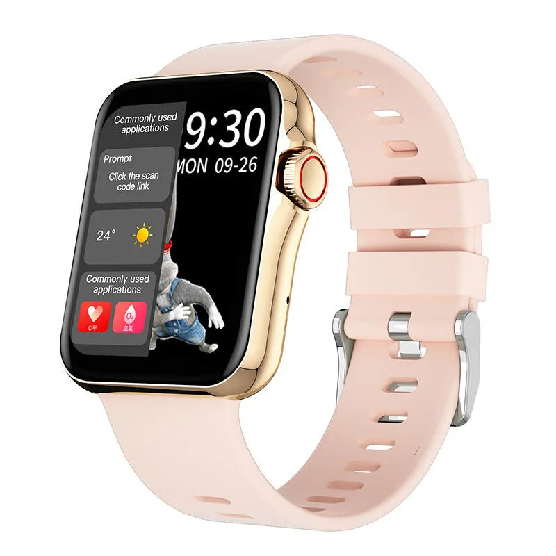 D06 smart watch with colour screen and black silicone strap on a wrist