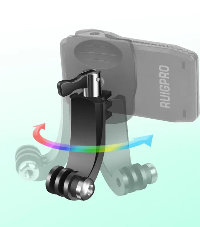 360-degree rotating backpack clip mount for GoPro and action cameras with aluminium alloy clip