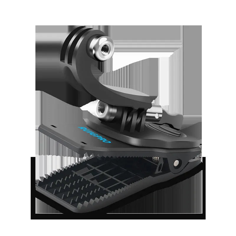 360-degree rotating backpack clip mount for GoPro and action cameras with aluminium alloy clip
