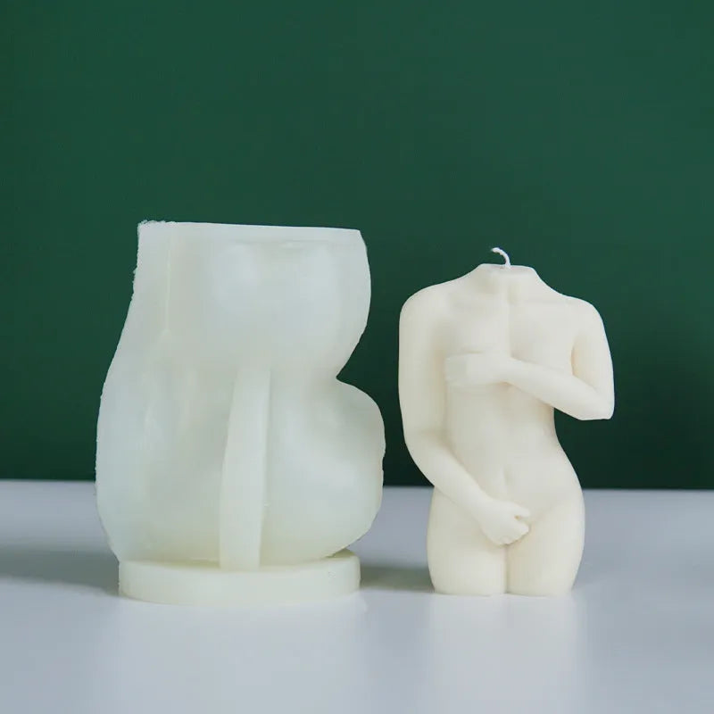 Silicone candle mould for creating female body-shaped candles in three Shy Female Body designs