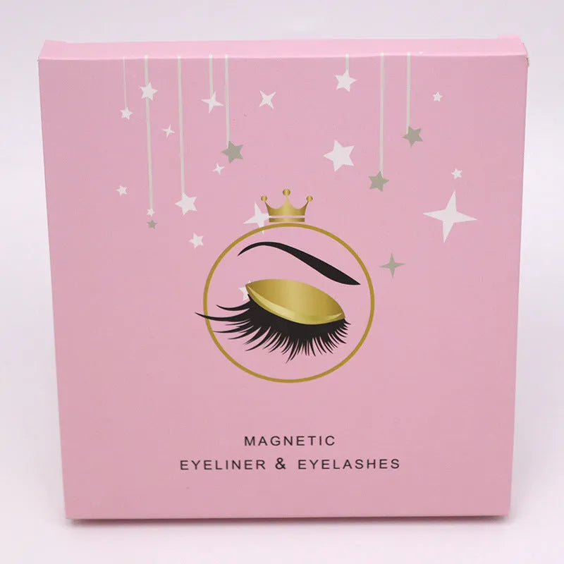 Magnetic false eyelashes and eyeliner set in colour 003 on a black background.