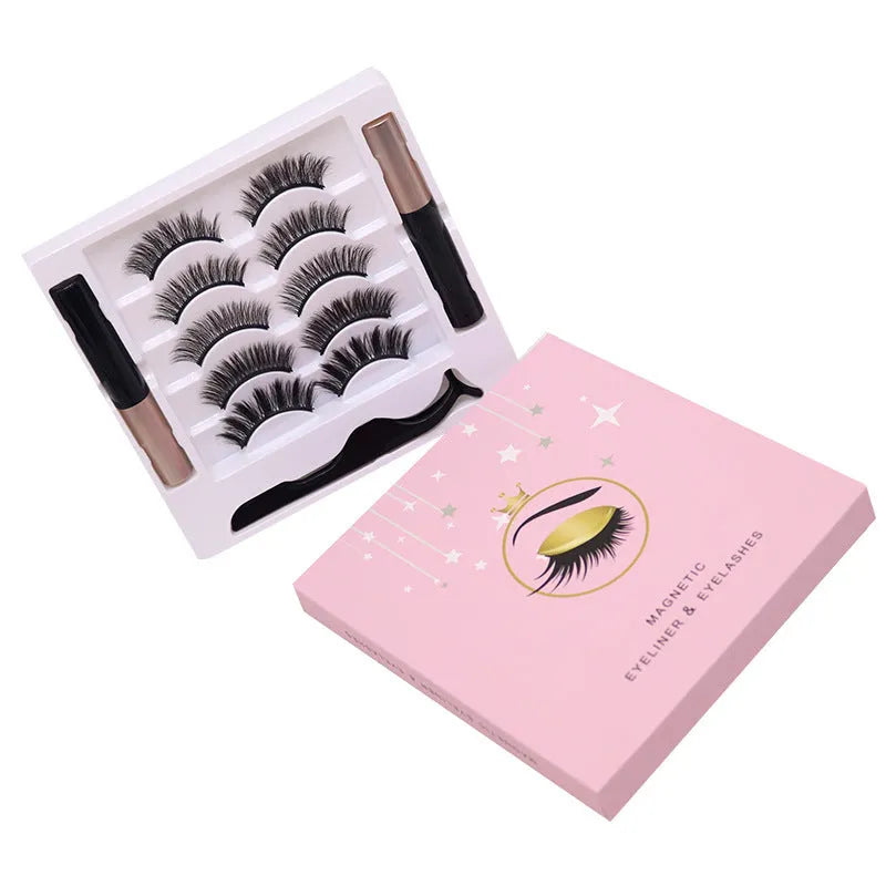 Magnetic false eyelashes and eyeliner set in colour 003 on a black background.