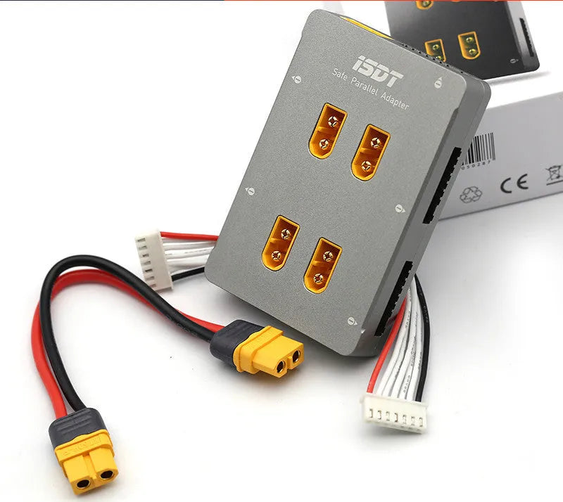 Grey Astor parallel charging board with XT60 connectors for drone batteries
