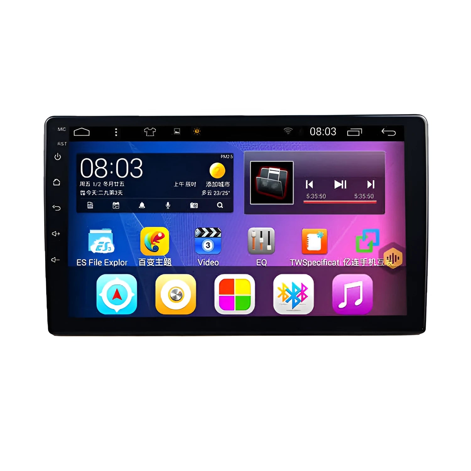 Black Android car navigator with large rotating LCD screen for GM vehicles