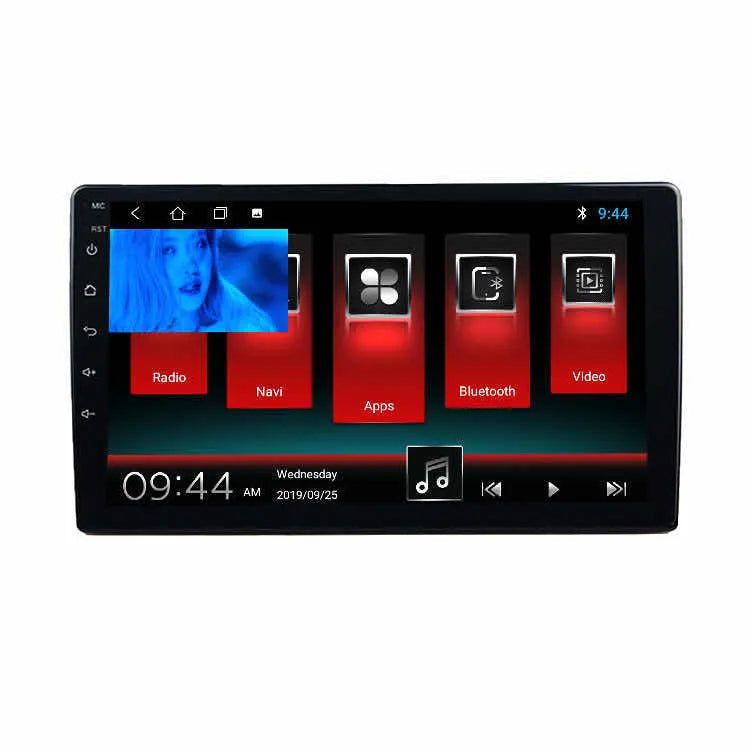 Black Android car navigator with large rotating LCD screen for GM vehicles