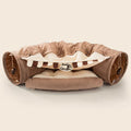 Collapsible blue cloth cat tunnel measuring 45cm long for indoor feline play