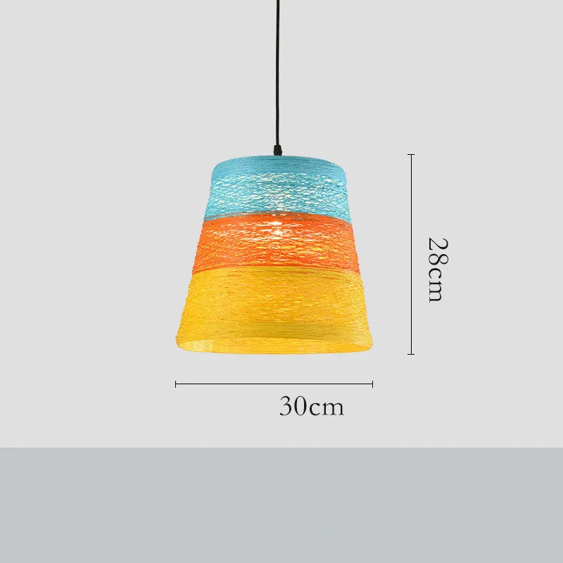 Natural woven rattan ball hanging lamp with adjustable cord and LED light
