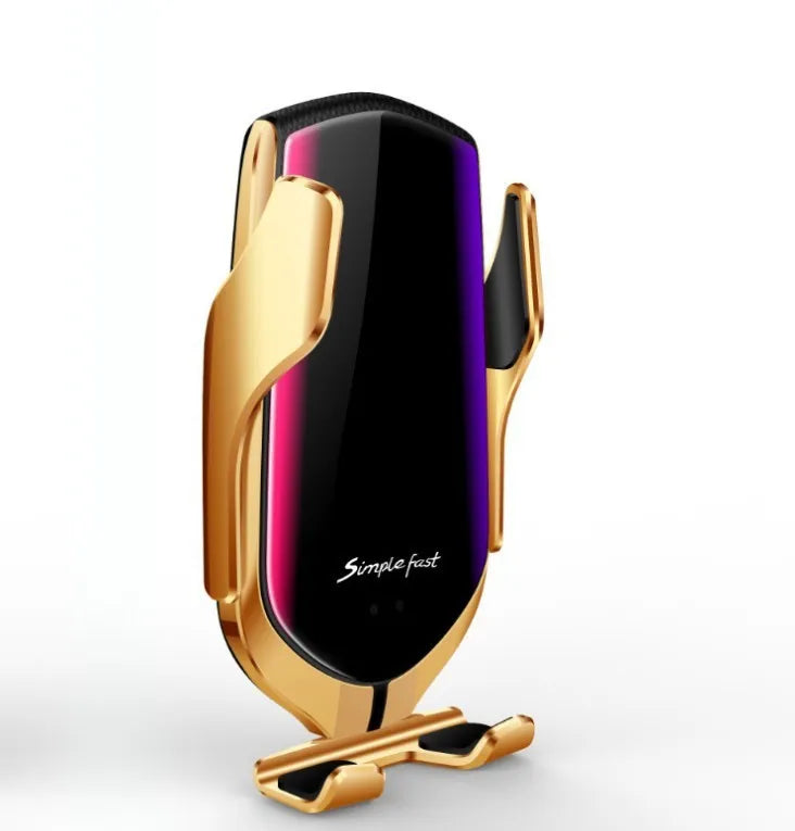 Magic Clip R1 automatic wireless car phone holder charger in gold metallic finish
