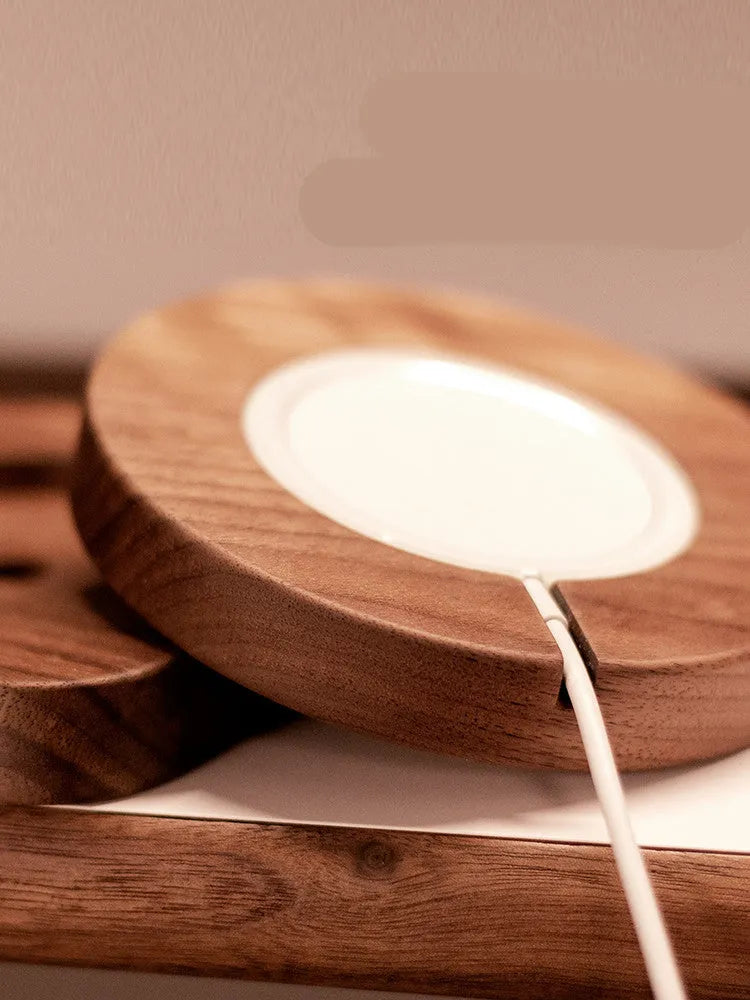 Walnut wood magnetic wireless charging bracket for MagSafe iPhones on desk