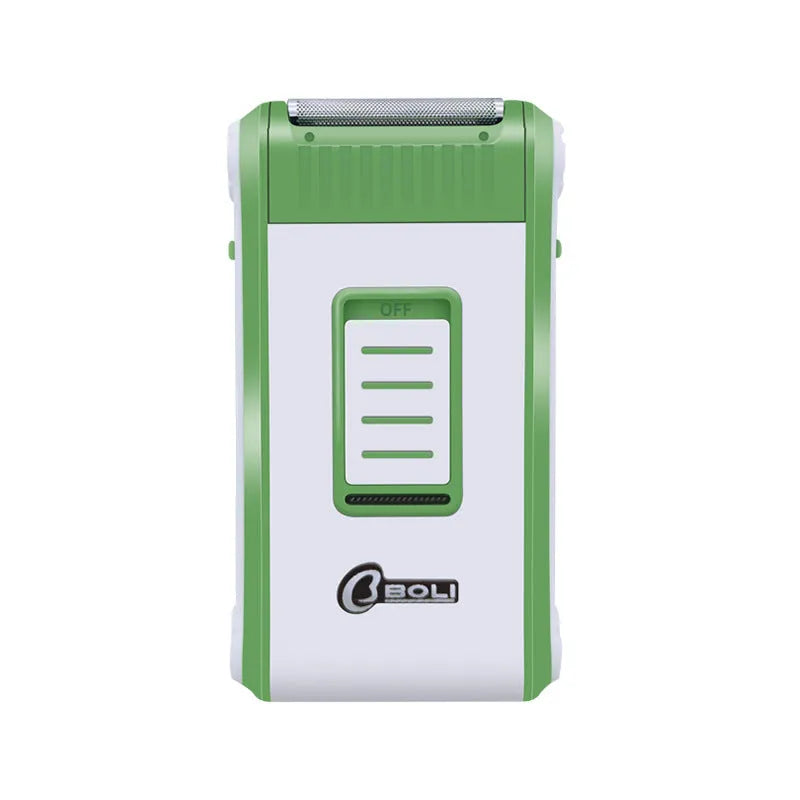 L2 model reciprocating double-layer net electric shaver in photo colour with ABS plastic shell.