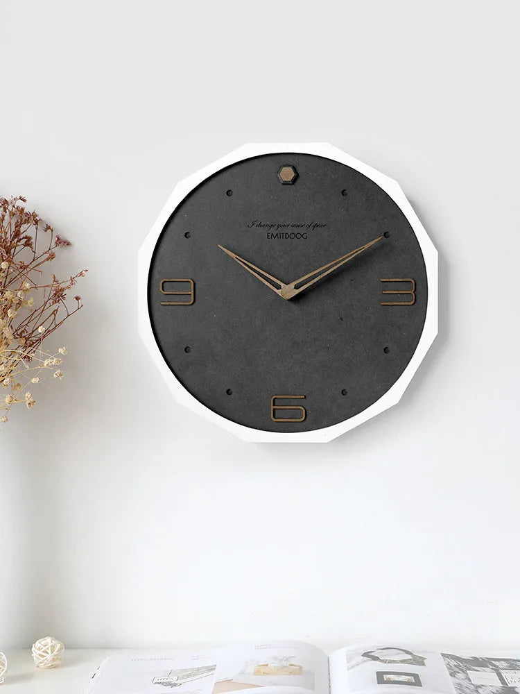 12-inch round Nordic minimalist wall clock with perforated design in a choice of four two-tone colours