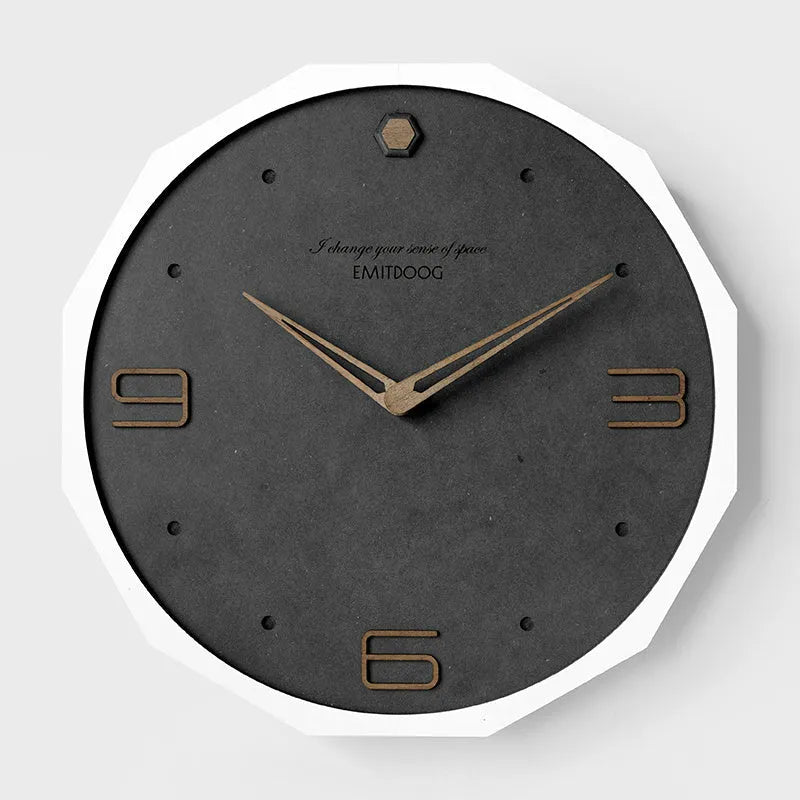 12-inch round Nordic minimalist wall clock with perforated design in a choice of four two-tone colours