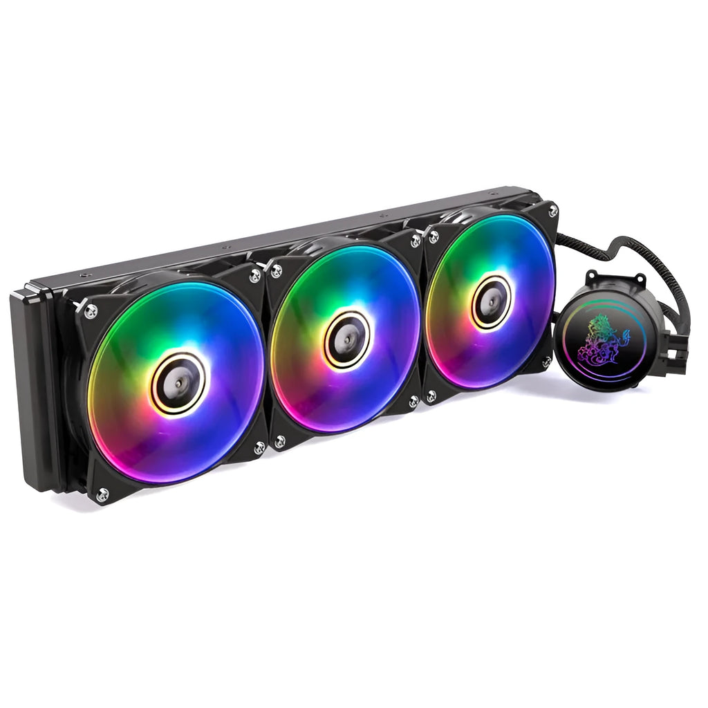 Kirin 240 ARGB CPU water cooling radiator with colourful lighting and 24 cm copper-aluminium construction