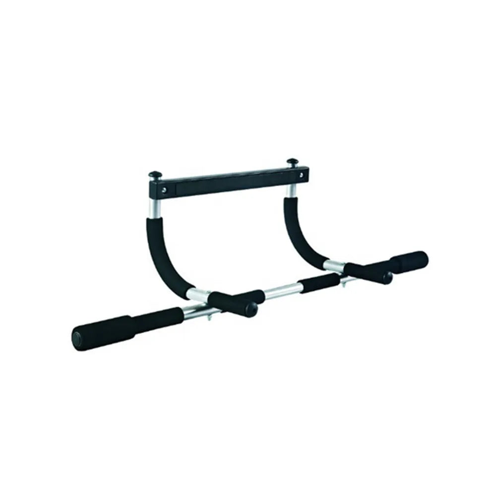 Black steel doorway pull-up bar for home fitness training