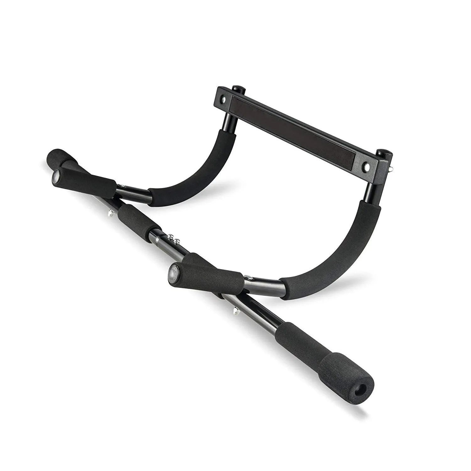 Black steel doorway pull-up bar for home fitness training