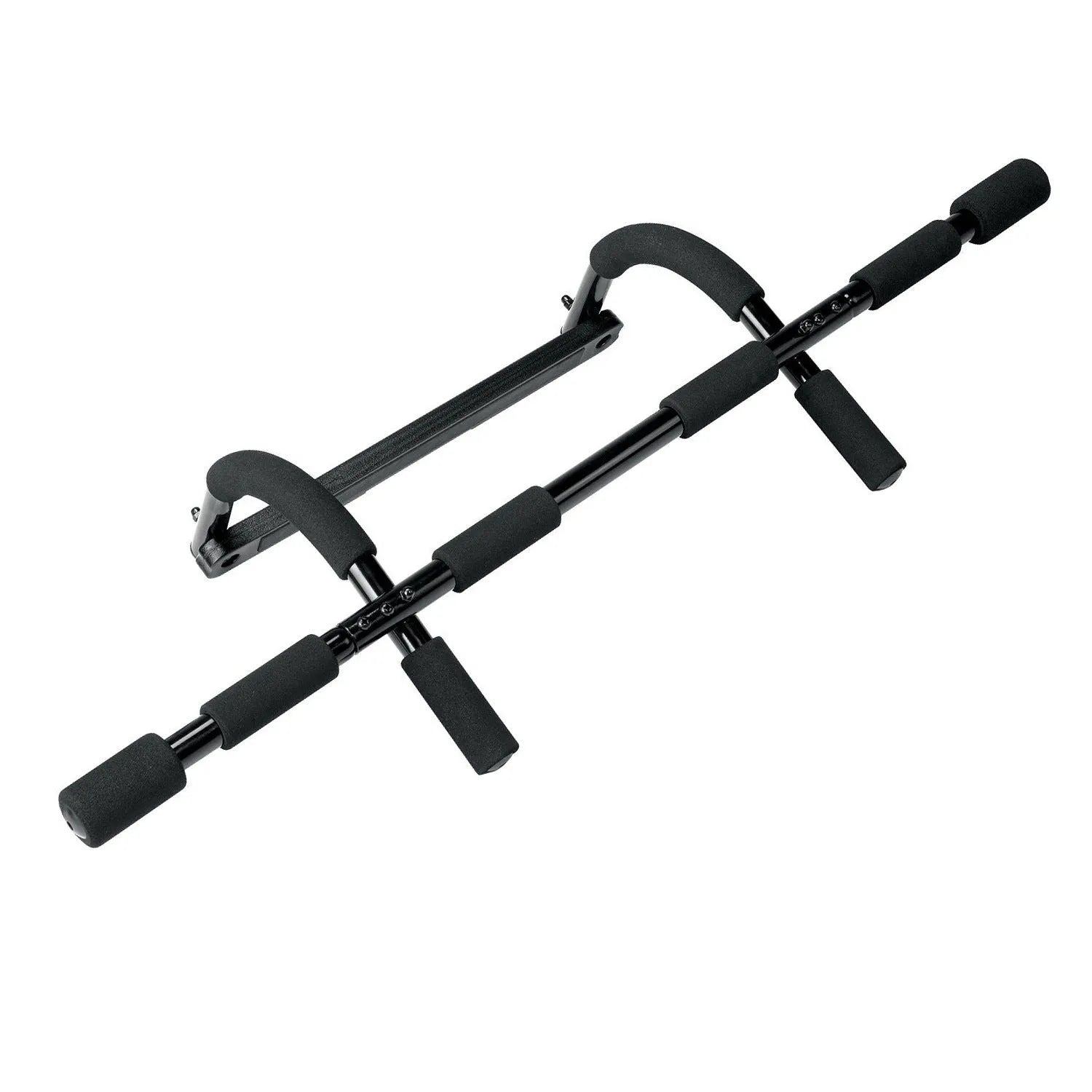 Black steel doorway pull-up bar for home fitness training