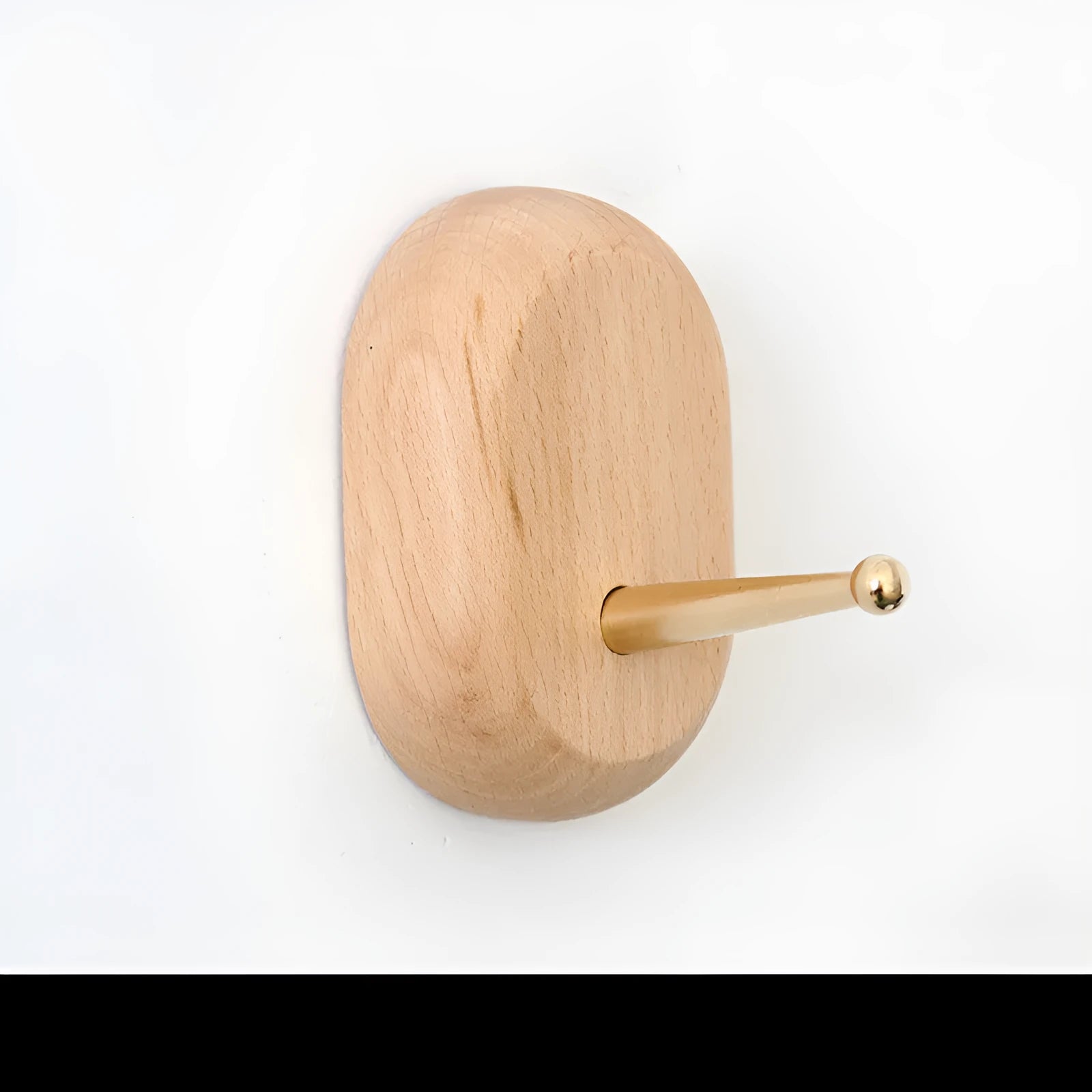 Beech wood and brass adhesive hook with modern simple styling and 10kg load capacity