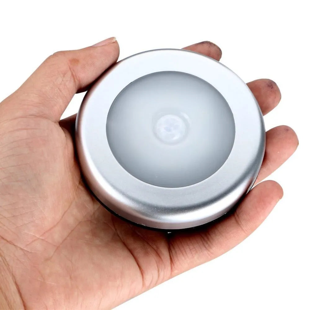 Silver wireless motion sensor night light with 80x80mm PC plastic housing
