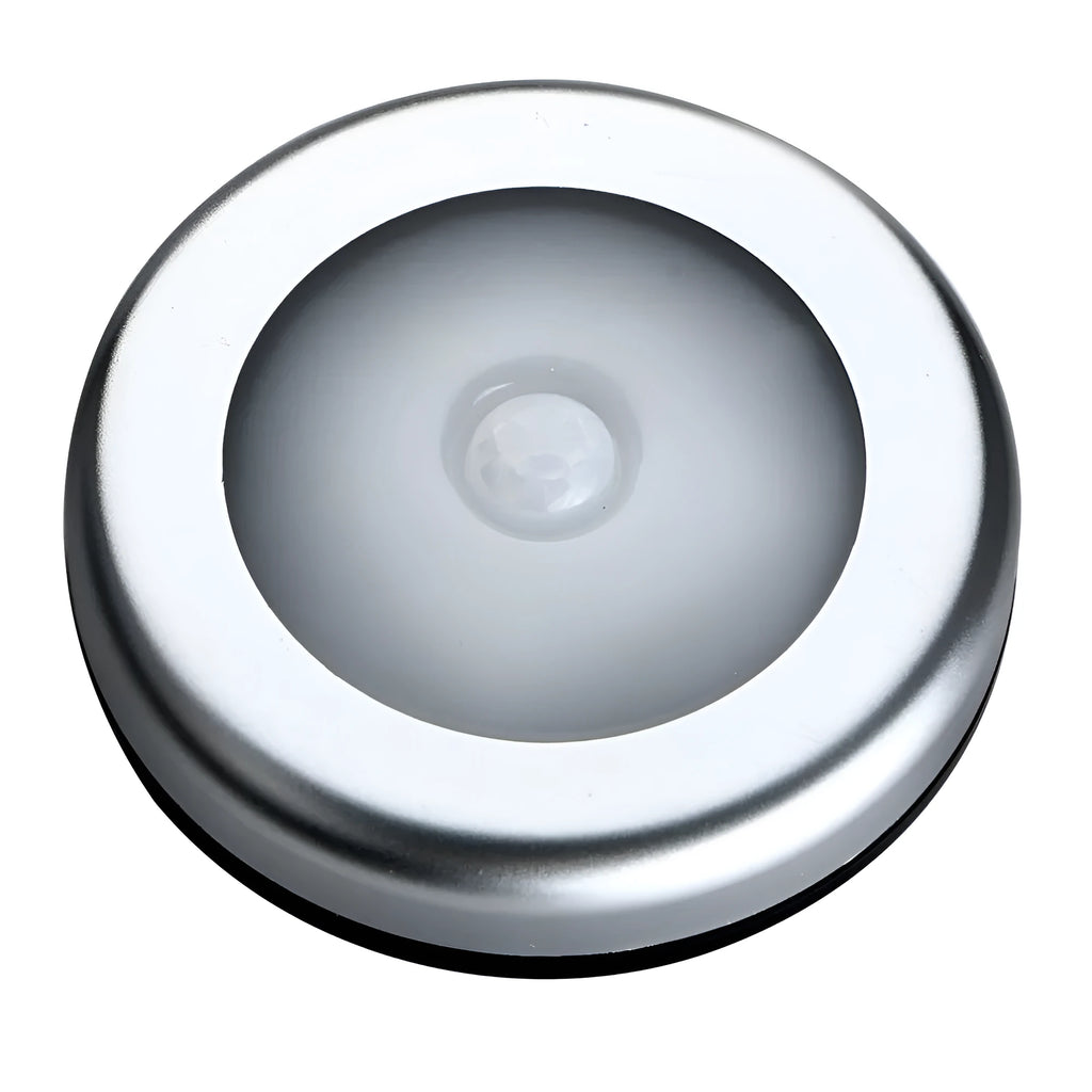 Silver wireless motion sensor night light with 80x80mm PC plastic housing