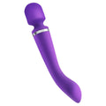 Double head silicone vibrator in black, purple, and rose red with USB charging cable