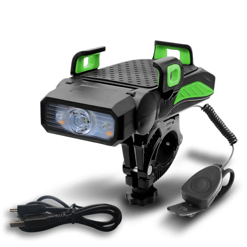 Rechargeable bicycle light mounted on handlebars in available colours with single or double lamp options