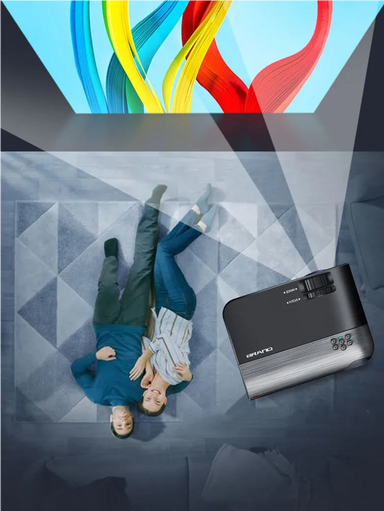 Portable Android WiFi projector with 8K Blu-ray lens for mobile phone screen mirroring