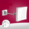 Stainless steel folding makeup mirror with 8.5-inch silver mirror lens in bathroom setting