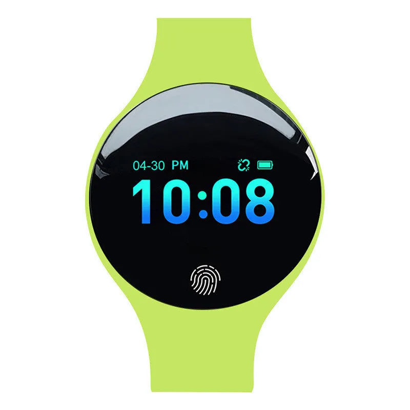 Smart watch with 0.66-inch screen showing time display on wrist with Bluetooth pedometer and vibrating alarm functions