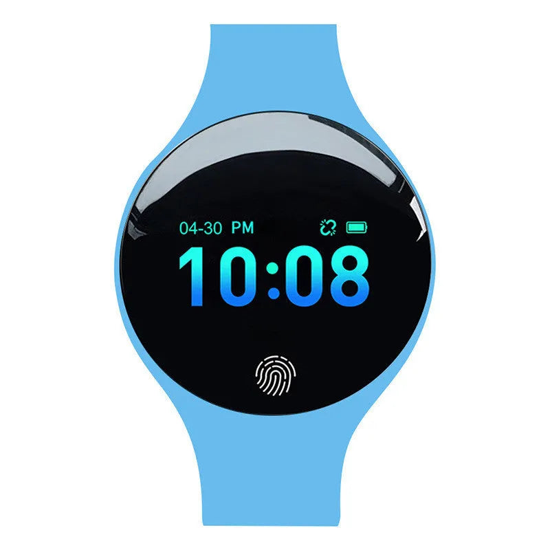 Smart watch with 0.66-inch screen showing time display on wrist with Bluetooth pedometer and vibrating alarm functions
