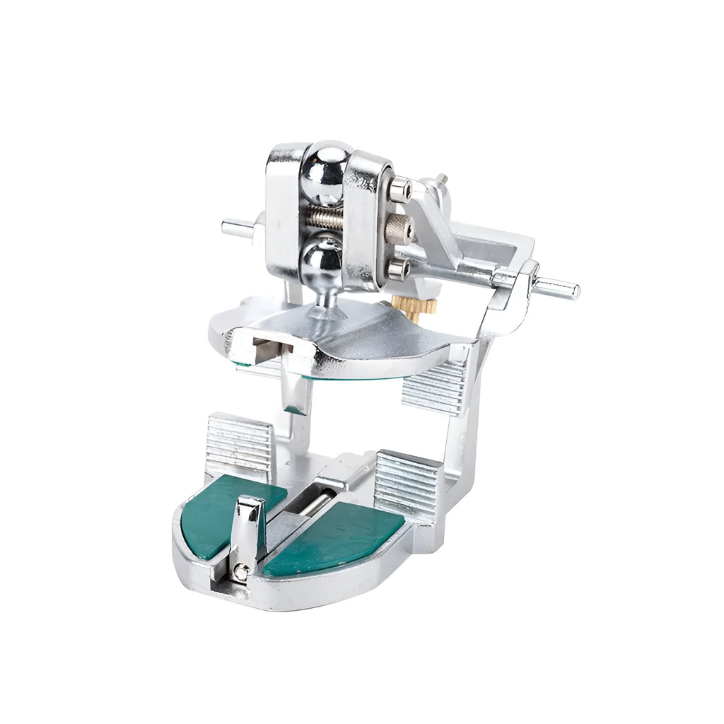 Korean dental articulator with adjustable components for crown and bridge laboratory work
