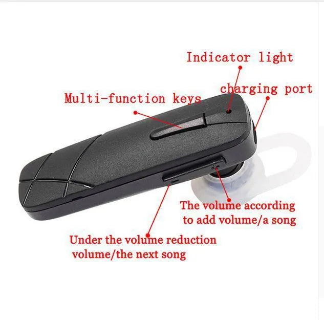 Black and white wireless Bluetooth earphones showing earbud design with 10-metre range and voice control features