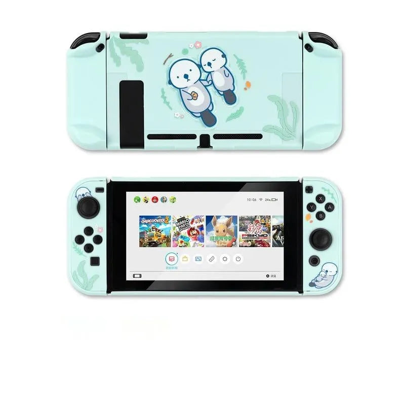 Sea Otter grey silicone protective case for Nintendo Switch Lite console and Joy-Con controllers.